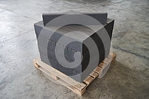 Concrete road curbs at the factory