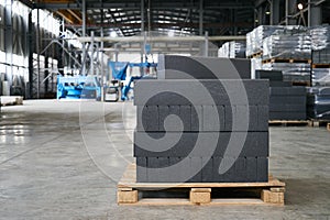 Concrete road curbs at the factory