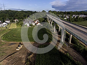 Concrete road - street highway bridges Nature Landscape village and contruction site