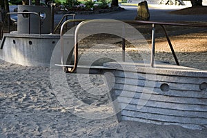 Concrete ships on playground