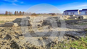 Concrete slabs stacked on top of each other in stack