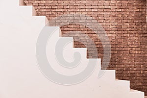 Concrete Staircase with brick wall in residential house building of construction industry