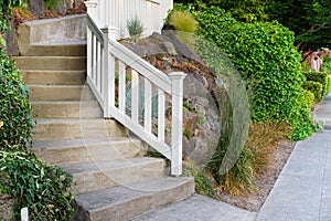 Concrete staircase with railing