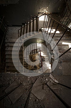 Concrete stairs in an abandoned building