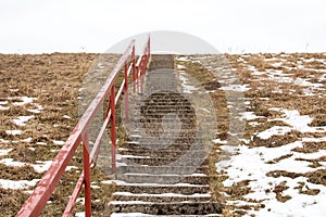 Concrete stairs in cold day
