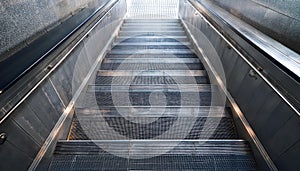 concrete strairway leading out of an underground station, AI generated