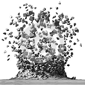 Concrete surface explosion destruction. Demolition stone background