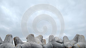 Concrete tetrapods in vizhinjam seaport, Thiruvananthapuram, Kerala, seascape view