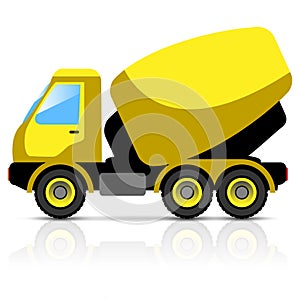 Concrete truck and mixer for construction work. Construction machinery for pouring of cement