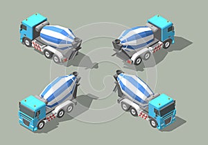 Concrete truck mixer isometric icon vector graphic illustration design. Infografic elements