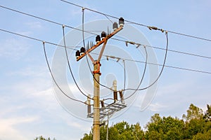 Concrete Utility Pole Spars, Insulators and Open Wires