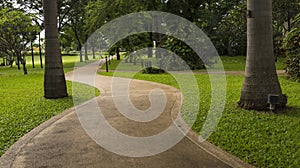 Concrete walk way in the park.