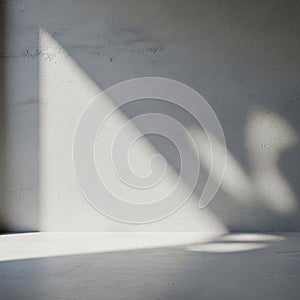 Concrete wall with abstract shadows creating a triangular pattern. The surface appea