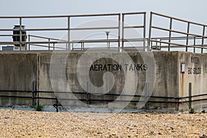 Concrete wall of an aeration tank for bio solids at a water waste treatment plant