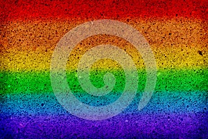 Concrete wall background with rainbow