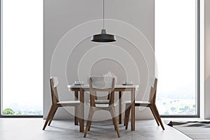 Concrete wall dining room, minimalism