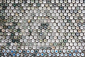 Concrete wall made of recycled plastic bottles