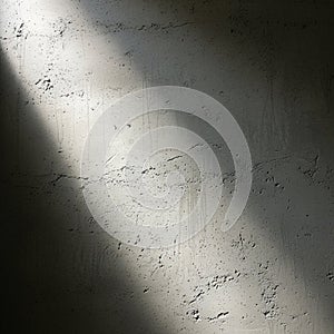 Concrete wall with a rough texture illuminated by diagonal sunlight. The surface