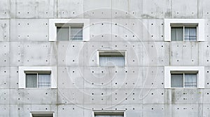 Concrete wall with windows and fire hydrant