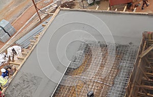 Concrete work in progress on a building project under development