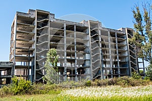 Concrete worn abandoned building construction structure