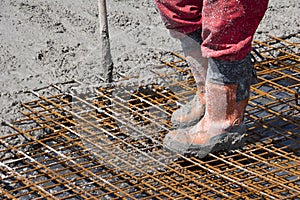 Concreting the road on the bridge