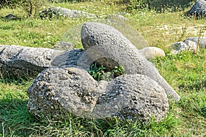 Concretions growing up, old trovant natural formed, cement sand, Romania Europe, close up