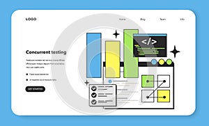 Concurrent testing technique web banner or landing page. Software photo