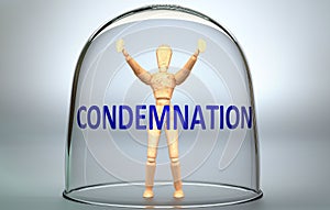 Condemnation can separate a person from the world and lock in an isolation that limits - pictured as a human figure locked inside