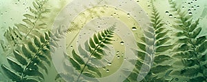 Condensation on glass with silhouettes of fern leaves