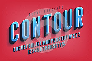 Condensed 3d display font design, alphabet, letters