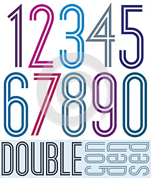 Condensed colorful double numbers isolated on white