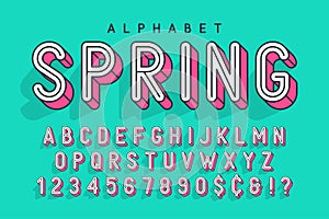 Condensed display font popart design, alphabet, letters and numb