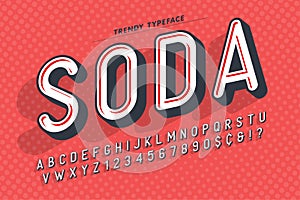 Condensed display font popart design, alphabet, letters and numb photo