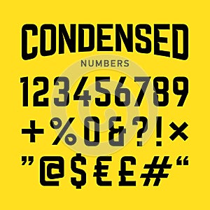 Condensed numbers, industrial bold style font