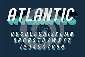 Condensed retro display font design, alphabet, character set