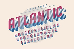 Condensed retro display font design, alphabet, character set photo