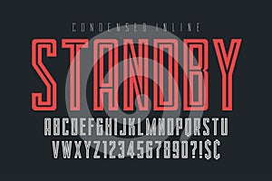 Condensed simple display font design, alphabet, typeface