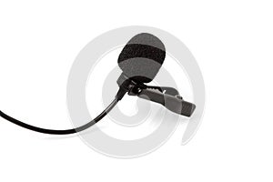 Condenser lavalier tie clip microphone, tool isolated on white background