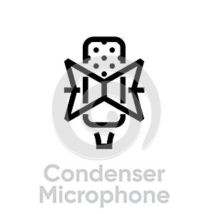 Condenser microphone icon. Editable line vector.