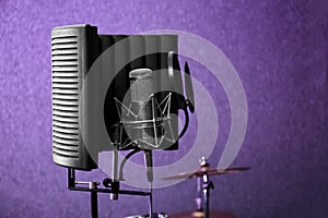 Condenser microphone in modern recording studio