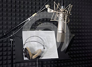 Condenser microphone in recording room