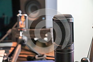 Condenser microphone in a recording studio