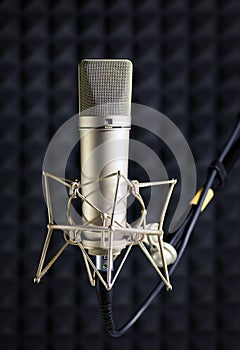 Condenser microphone in recording studio