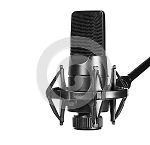 Condenser microphone on stand isolated