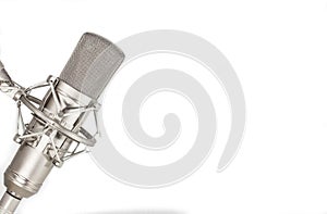 Condenser studio microphone on white background