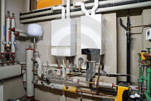 Condensing boiler gas in the boiler room