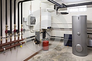 Condensing boiler gas in the boiler room