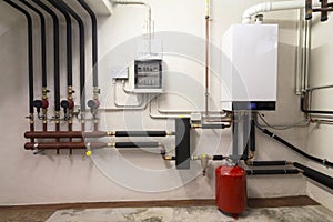 Condensing boiler gas in the boiler room photo