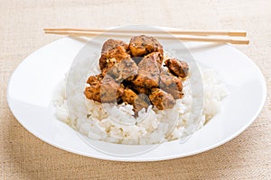 Condimented chicken with rice